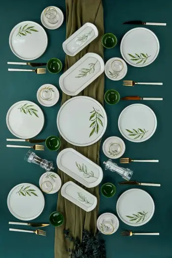 Set mëngjesi 23 pjesësh, Hermia Concept, Botanic 23KH, ngjyrë e gjelbër