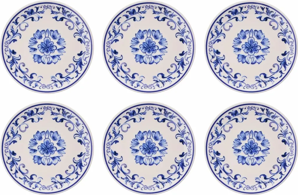 Set pjatash për ëmbëlsira (6 copë), Hermia Concept, lule blu - 2