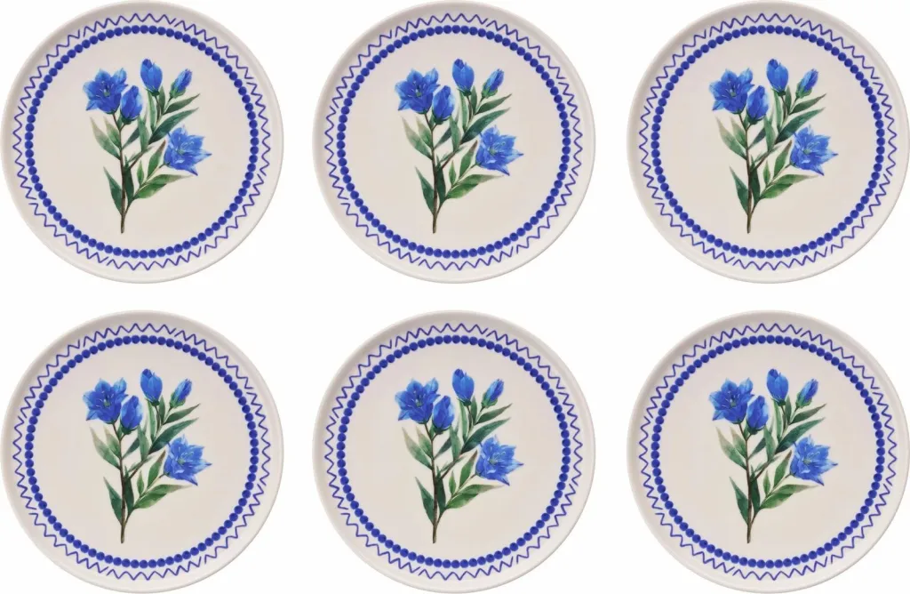 Set pjatash ëmbëlsirash (6 copë), Hermia Concept, degë blu - 2