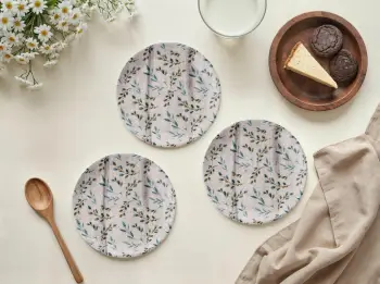 Set pjatash ëmbëlsirash (6 copë), Hermia Concept, gjethe të kaltërta