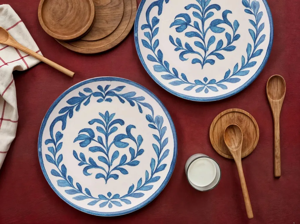 Set pjatash shërbimi (6 copë), Hermia Concept, ngjyrë blu e bardhë - 1