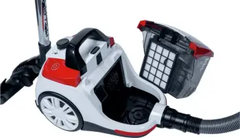Fshesë me korrent Tornado VCCKC800RC, pa qese, filtër HEPA, kompakte, e zezë e bardhë e kuqe