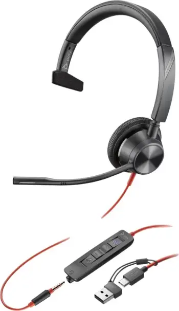 Kufje me mikrofon Poly Plantronics Blackwire 3315 MS 8X218AA, mono, USB-A + 3.5 mm, optimizim për Microsoft Teams, e zezë