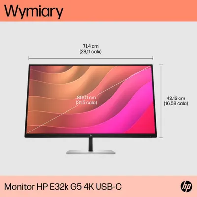 Monitor HP E32k G5 (6N4D6AA#ABB), 31.5", 4K UHD, i zi/argjendtë - 3