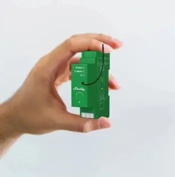 Dimmer inteligjent Shelly Wave Pro 1PM, wireless, për shina DIN, i gjelbër