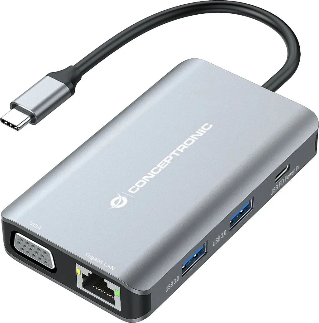 Docking station Conceptronic 7-1 USB-C HDMI VGA 3xUSB-A 25cm gri - 3