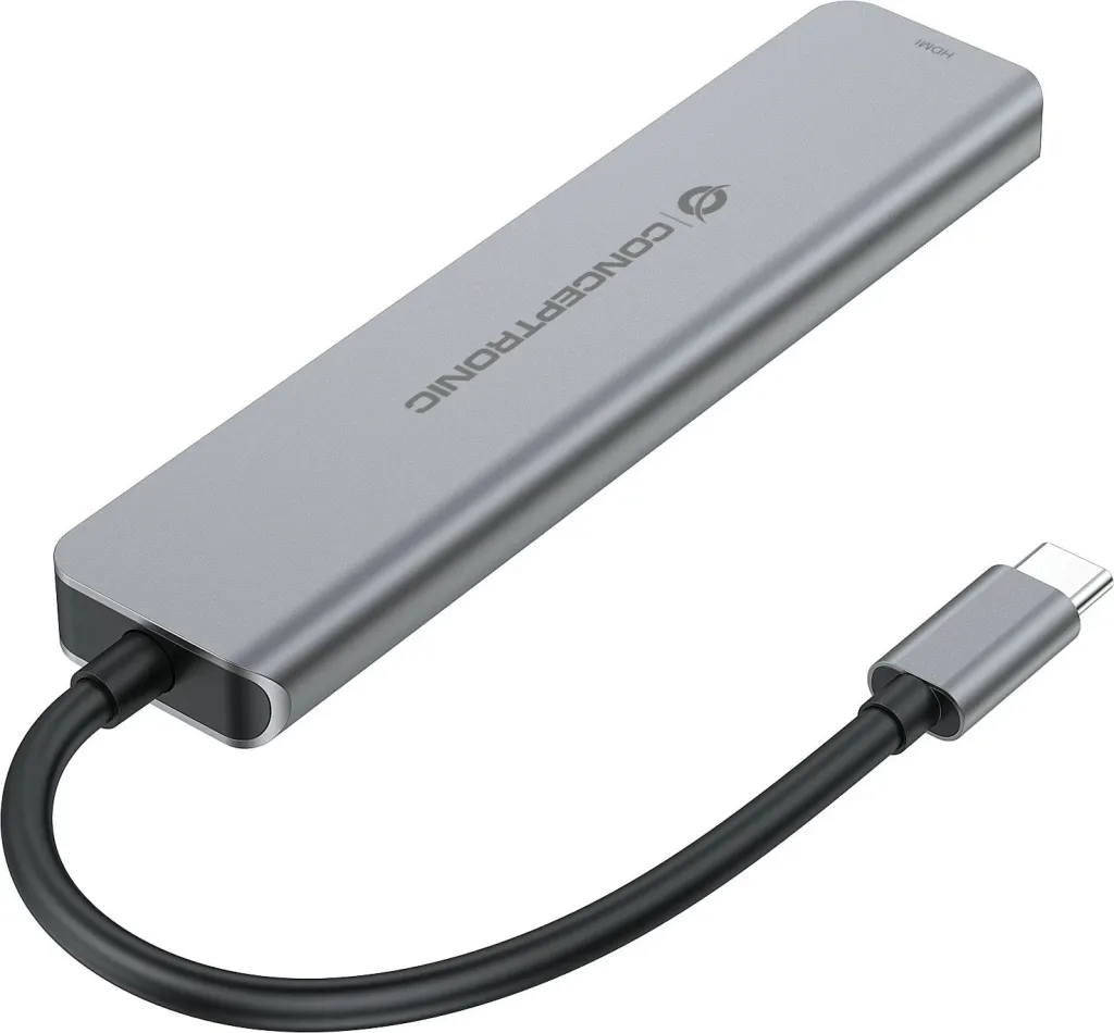 Docking station Conceptronic 6-1 USB-C në HDMI/2xUSB-A/2xUSB-C, 25cm, gri - 2