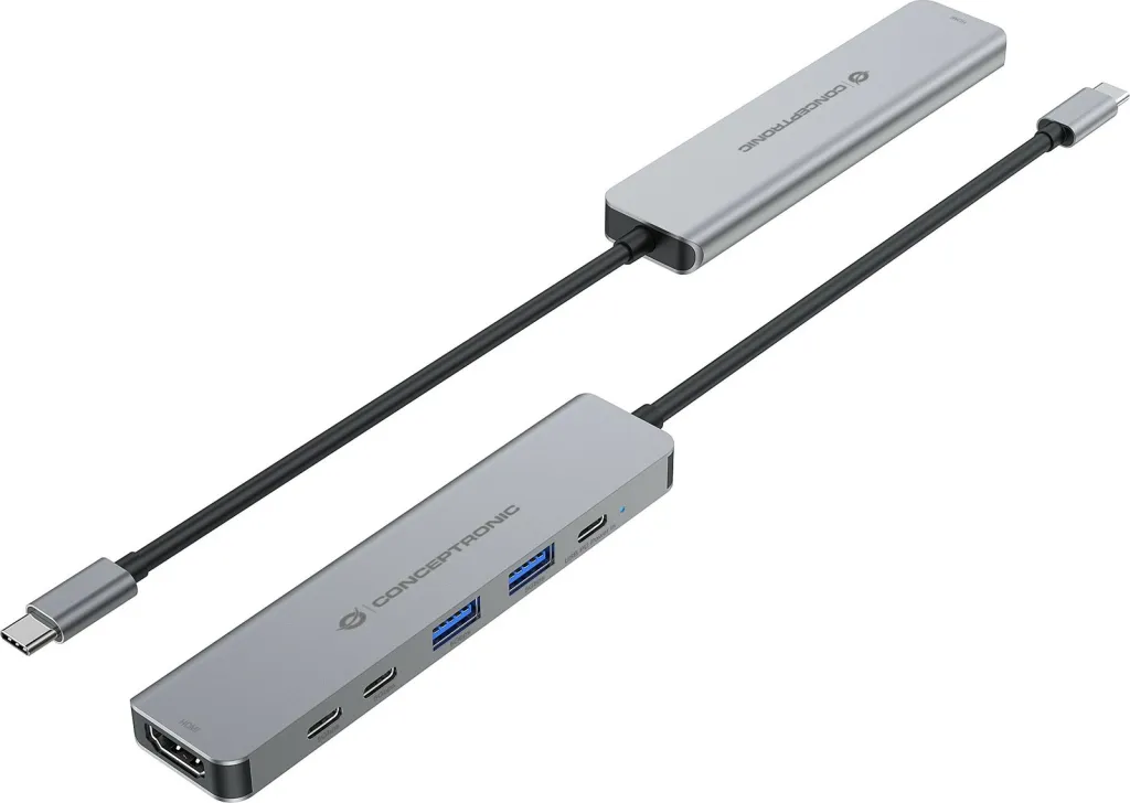 Docking station Conceptronic 6-1 USB-C në HDMI/2xUSB-A/2xUSB-C, 25cm, gri - 3