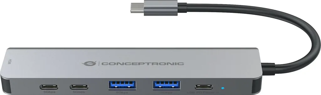 Docking station Conceptronic 6-1 USB-C në HDMI/2xUSB-A/2xUSB-C, 25cm, gri - 4