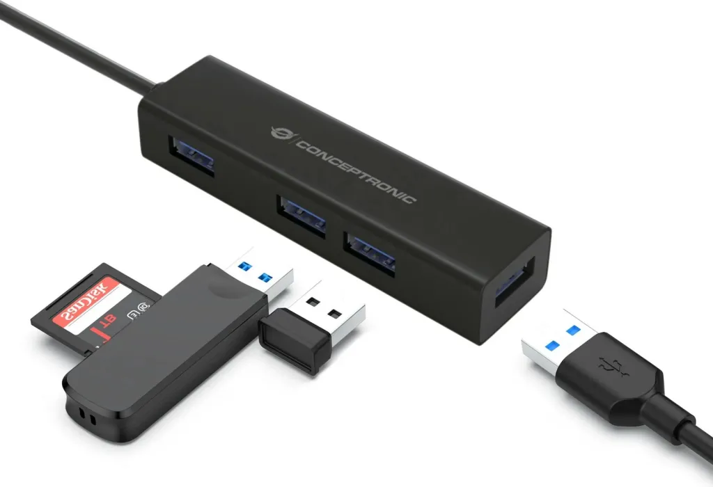 USB hub Conceptronic 4 porte, USB-C në 4x USB 3.0, i zi - 3
