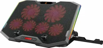 Mbajtëse ftohëse laptopi Conceptronic 6-fan, RGB, 17 inç, e zezë