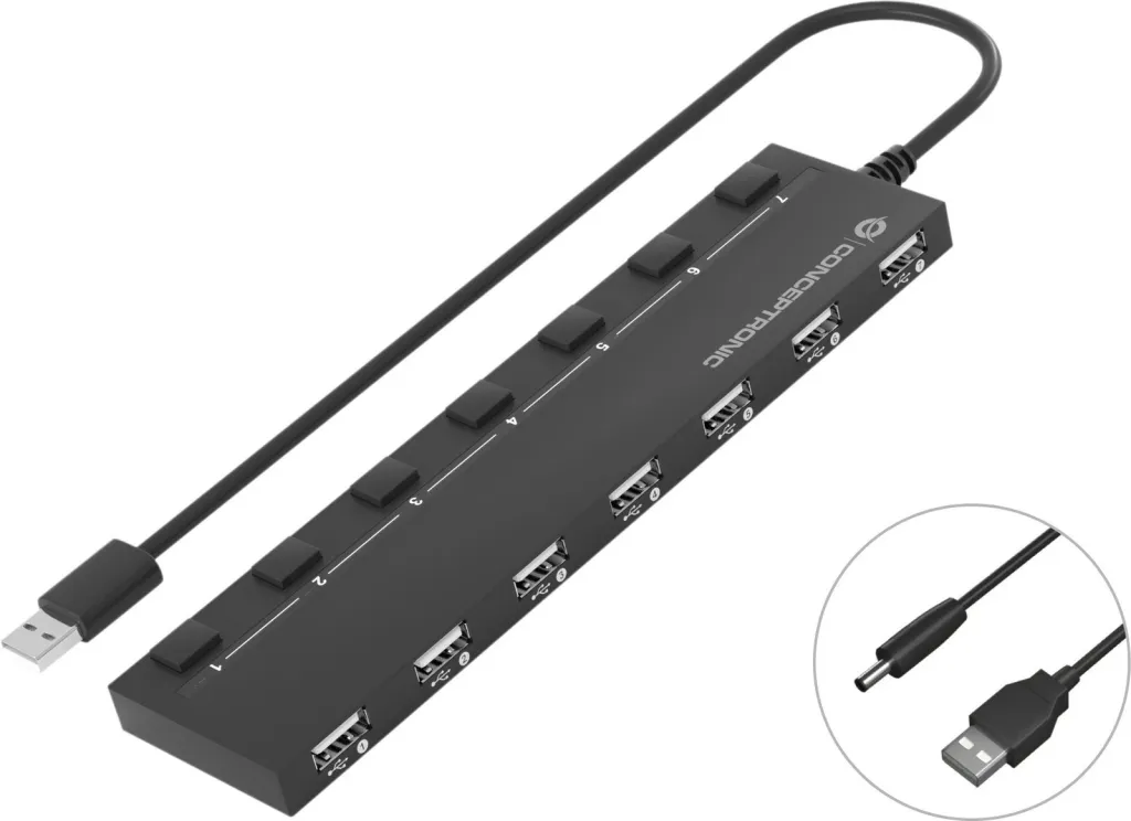 USB hub Conceptronic 7 porta USB 2.0, i zi - 1