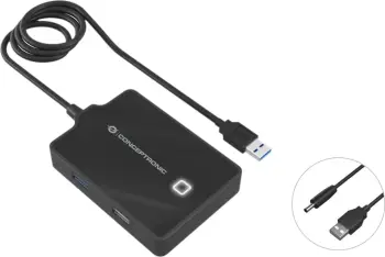 Hub USB 4-portësh Conceptronic, USB-A 3.0 në 3xA2.0/A3.0, i zi