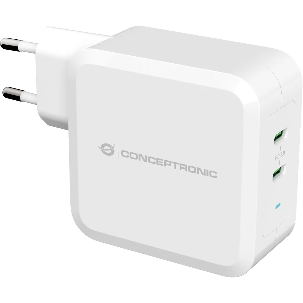 Karikues Conceptronic 2xUSB-C 100W GaN i bardhë - 1