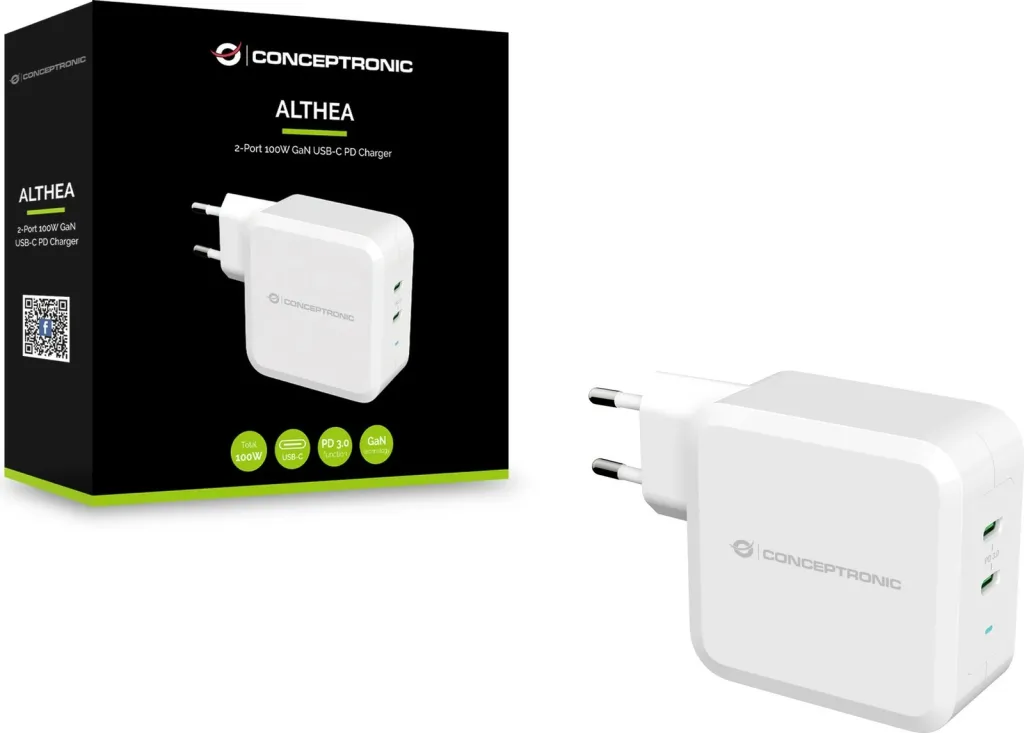 Karikues Conceptronic 2xUSB-C 100W GaN i bardhë - 2