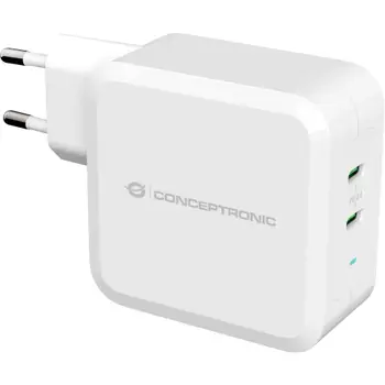 Karikues Conceptronic 2xUSB-C 100W GaN i bardhë