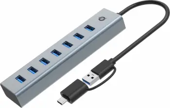 USB hub Conceptronic 7 porta, USB 3.0/USB-C, gri