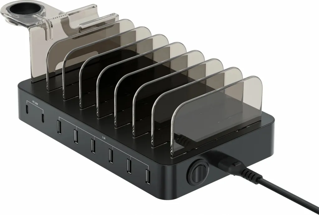 Stacion karikimi Conceptronic 8 porta, 6x USB-A, 2x USB-C, 75W, i zi - 1