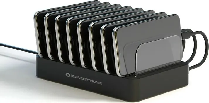Stacion karikimi Conceptronic 8 porta, 6x USB-A, 2x USB-C, 75W, i zi - 2
