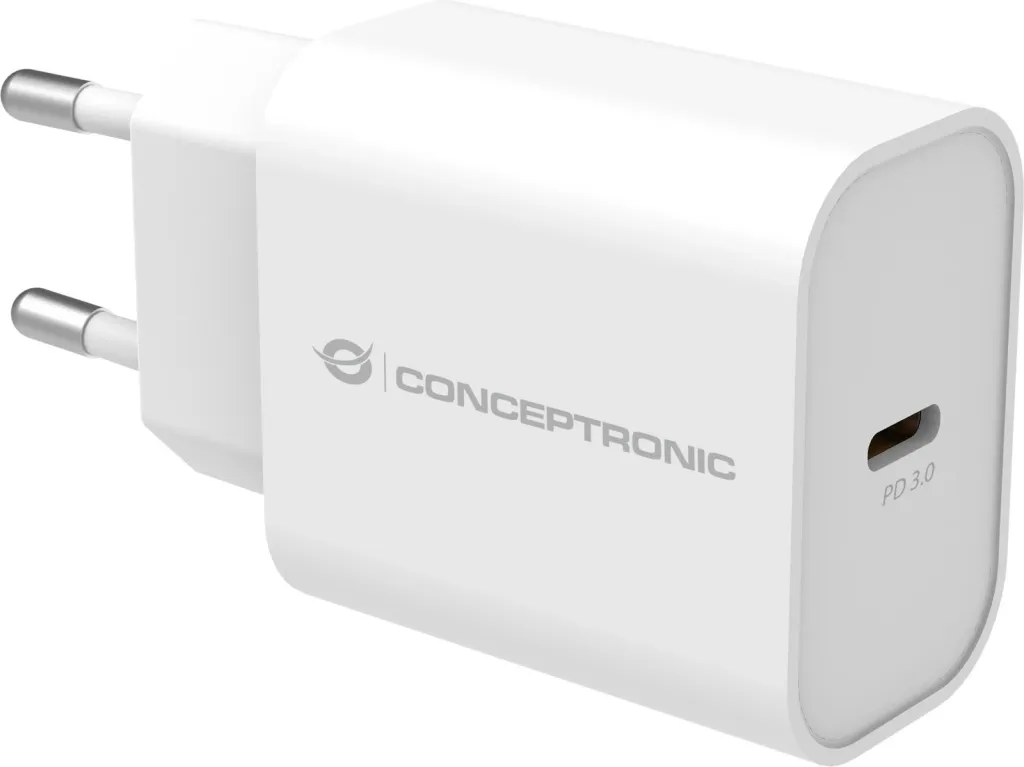 Karikues Conceptronic 1Port USB-C 25W PD3.0/PPS i bardhë - 1
