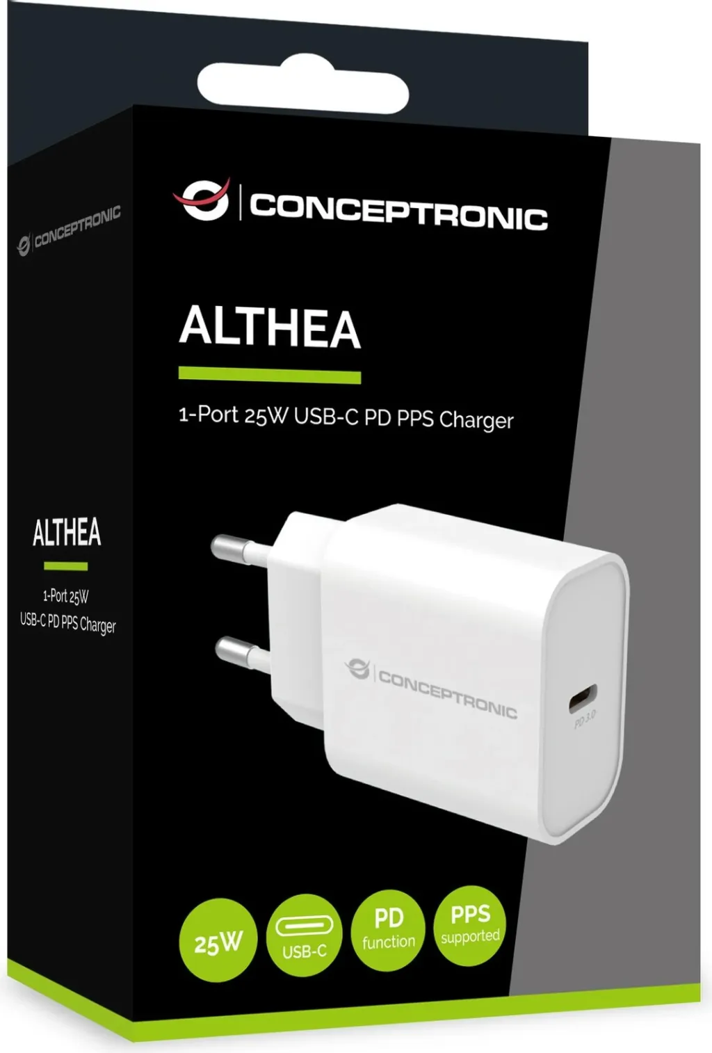 Karikues Conceptronic 1Port USB-C 25W PD3.0/PPS i bardhë - 3