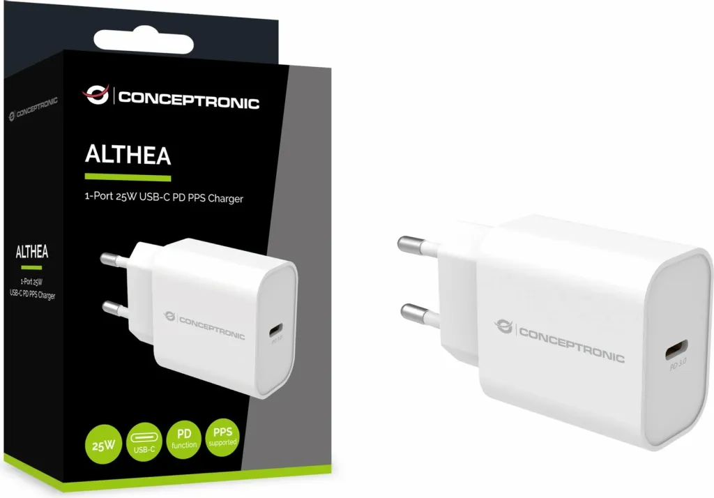Karikues Conceptronic 1Port USB-C 25W PD3.0/PPS i bardhë - 4