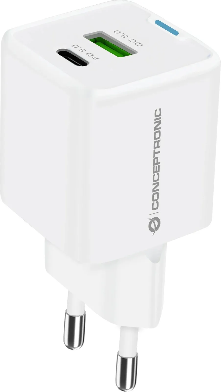 Karikues Conceptronic 2Port GaN USB-C/-A 20W PD3.0/PPS i bardhë - 2