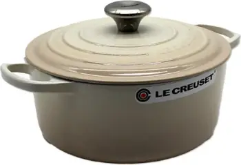 tenxhere gize me kapak, Le Creuset, Signature Roaster Round 24cm, meringue e bardhë
