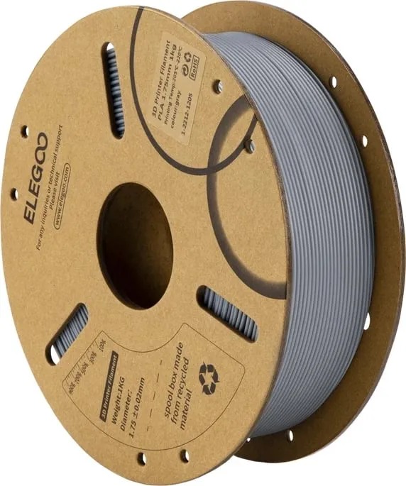 Filament PLA, Elegoo, 50.203.0040, 1.75 mm, 1 kg, gri - 1