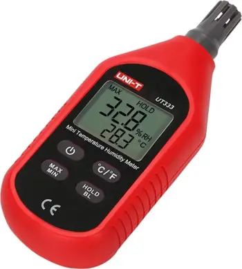 Matës temperature dhe lagështie, UNI-T UT333, diapazon -10°C–60°C dhe 0–100% RH, ekran me ndriçim, MAX/MIN, Data Hold