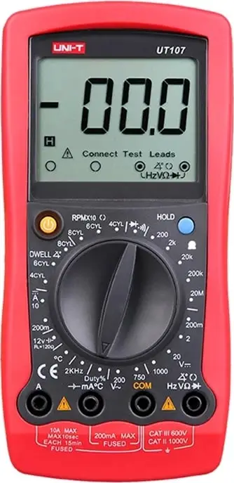 Multimetër dore, UNI-T UT107, automotiv, DC deri 1000V, AC deri 750V, 10A, temperaturë -40°C–1000°C, frekuencë 2 kHz, set