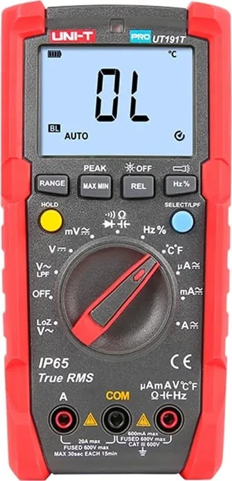 Multimetër dixhital profesional, UNI-T, UT191T, True RMS 6000 counts, 600 V 20 A, IP65, matje temperature - 1