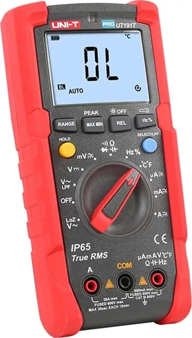 Multimetër dixhital profesional, UNI-T, UT191T, True RMS 6000 counts, 600 V 20 A, IP65, matje temperature - 2