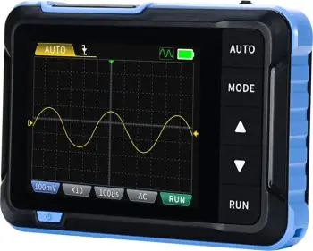 Oskiloskop portabël 2‑në‑1 me gjenerator sinjali, FNIRSI DSO153, 1 MHz, 5 Ms/s, bateri 1000 mAh, USB‑C, set me sondë P6100