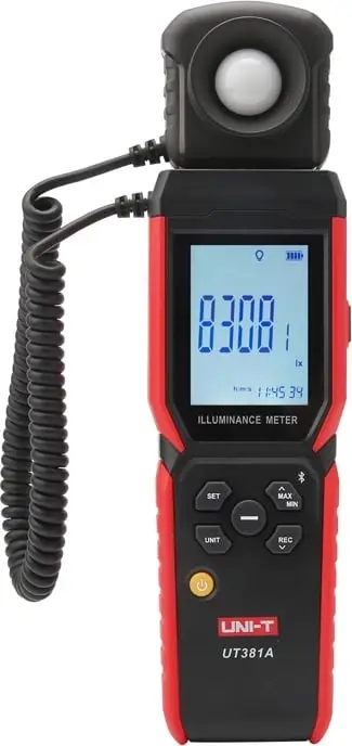 matës ndriçimi UNI-T UT381A 0-400000 lx Bluetooth sondë rrotulluese regjistrim të dhënash