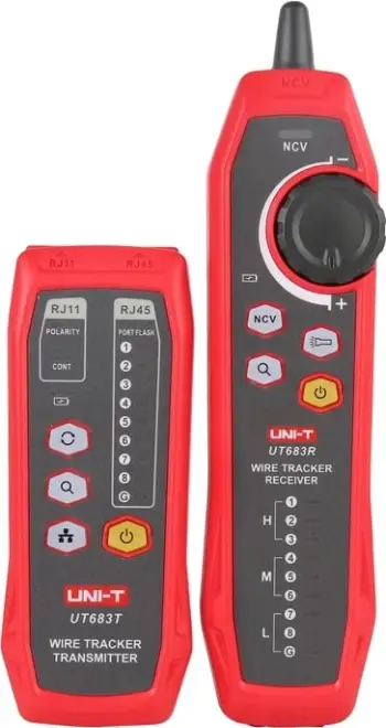 Detektor kabllosh digjital, UNI-T UT683KIT, gjurmim RJ11 >3000 m dhe RJ45 >100 m, NCV, testim ndërprerje/short deri 10 kΩ, bateri 1050 mAh, set