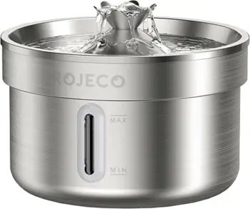 Burim uji për kafshë shtëpiake, Rojeco RYSJ-11, 2 L, çelik inox 304, filtrimi i dyfishtë, ≤20 dB, argjend