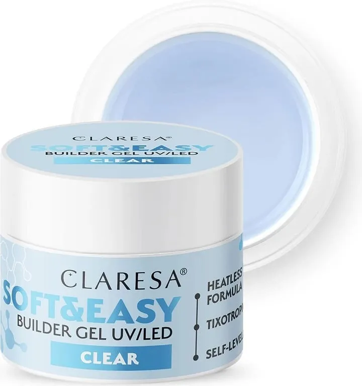 Xhel ndërtues për thonj Claresa Soft & Easy Builder Gel, bazë, 45 g, transparent - 1