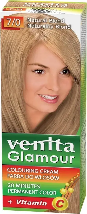Ngjyrë për flokë Venita Glamour 7/0 Blond Natyral për femra, 100ml