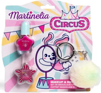 Set kozmetike për fëmijë Martinelia Circus llak për thonj lip gloss keychain, shumëngjyrësh, 3 copë