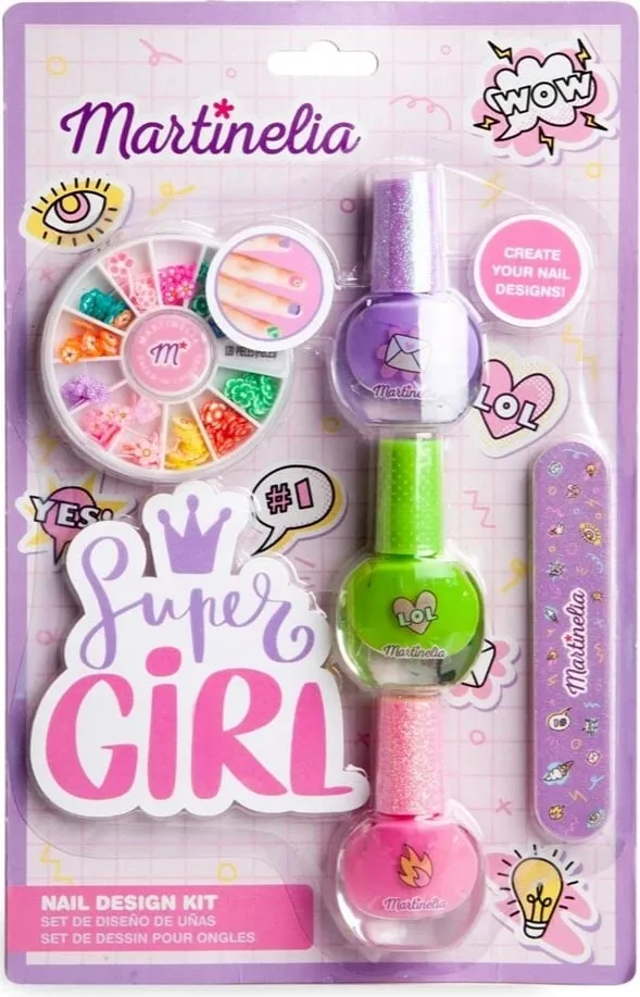 Set për thonj Martinelia Super Girl për vajza, multicolor, 3 copë llakë - 1