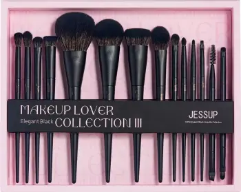 Set furçash për grim JESSUP T336 për femra, 14 copë, e zezë matte
