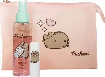 Set kujdesi Pusheen Body Mist 100ml Lip Balm 3.8g Cosmetic Bag pink për femra fëmijë