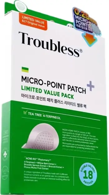 Patches për akne për femra Troubless Micro-Point Patch Plus Limited Value Pack, 18 copë