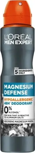 Deodorant spray për meshkuj L'Oreal Paris Men Expert Magnesium Defense Hypoallergenic, 250ml