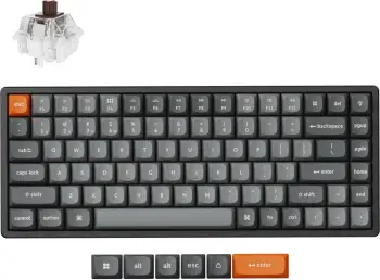 Tastierë Keychron K2 Max, DE Layout, Keychron Super Brown, kornizë alumini, RGB, zezë/gri
