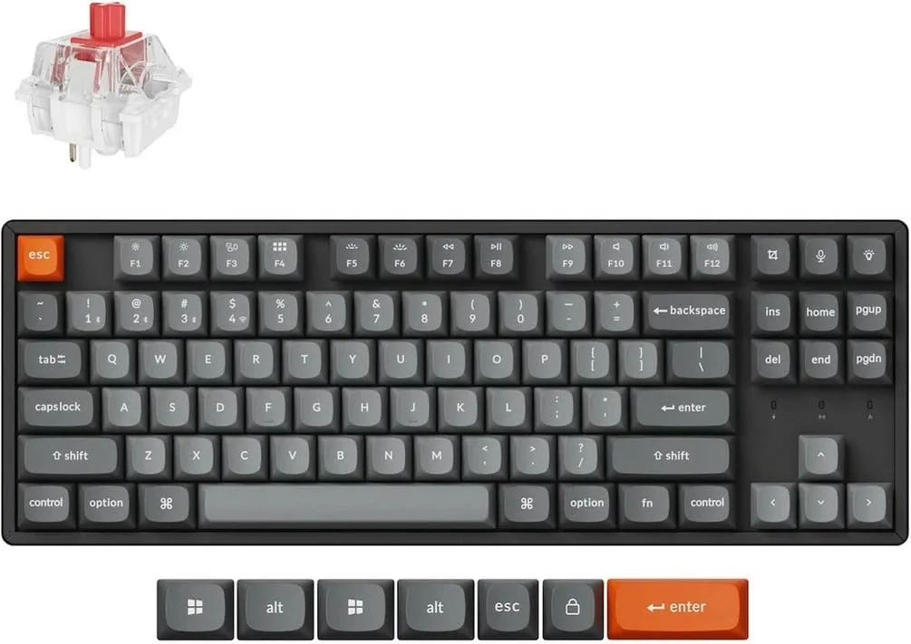 Tastierë Keychron K8 Max, DE-Layout, Keychron Super Red, alumini, RGB, e zezë/gri - 1