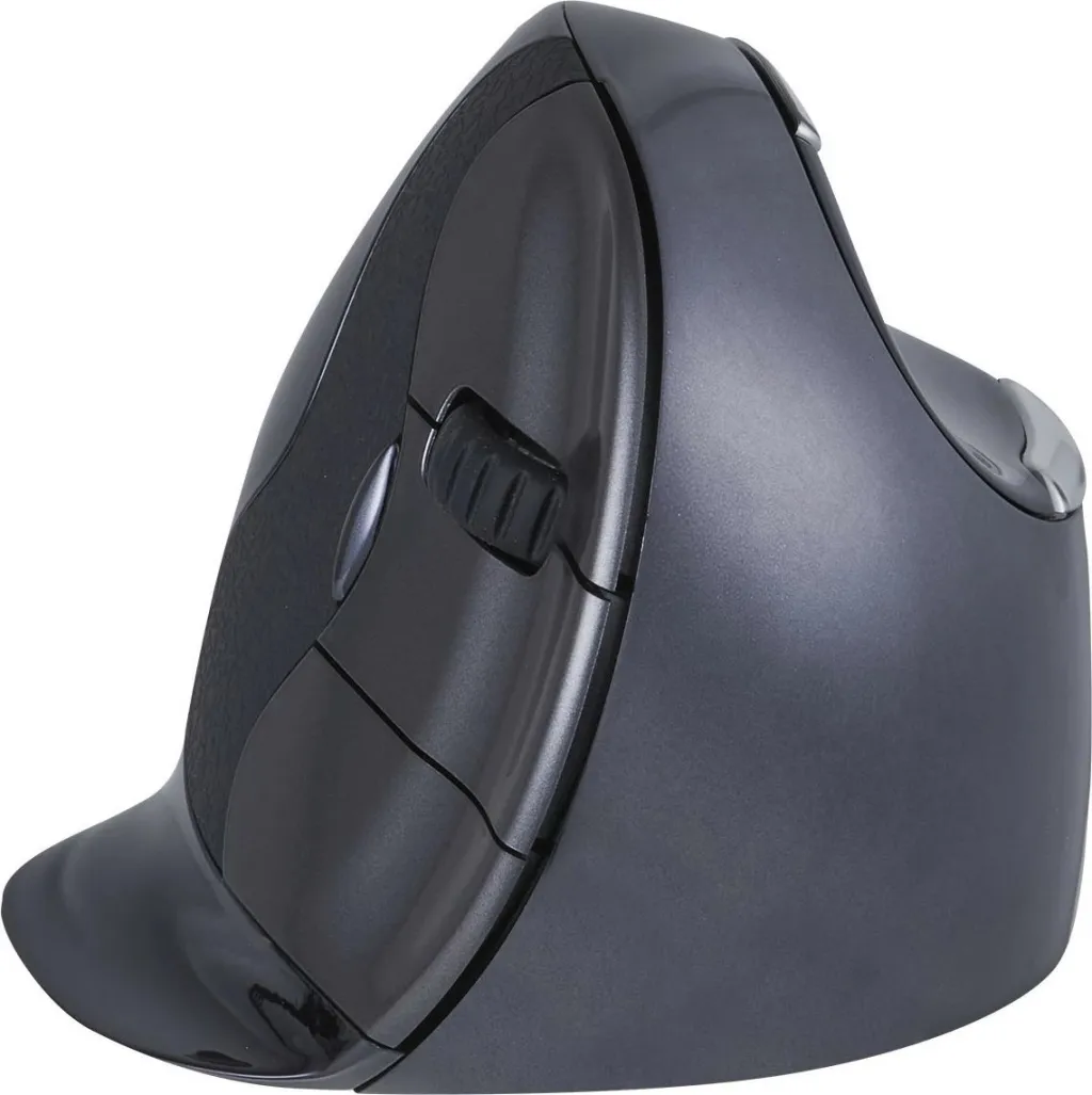 Maus vertikal Evoluent D wireless, 6 butona, medium, gri e errët - 1