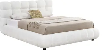 Krevat dopio me hapësirë për depo, pëlhurë chenille e bardhë, SOMNIUM CD725.02, dyshek 160x200cm
