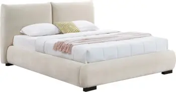 Krevat dopio me hapësirë për depo, material lëkure të butë (faux fur), ngjyrë bezhë e çelët, NUVIA CD728.03, dyshek 160x200cm